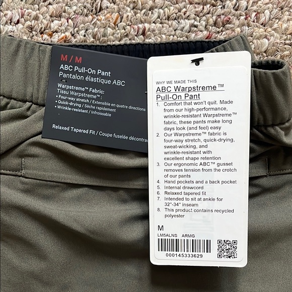 Lululemon ABC Warpstreme pull-on pant-Men's Olive Pants - Picture 5 of 5
